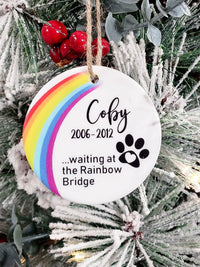 Personalized Rainbow Bridge Pet Memorial Ceramic Ornament - Sunny Box