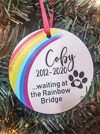 Personalized Rainbow Bridget Pet Memorial Ornament - Sunny Box