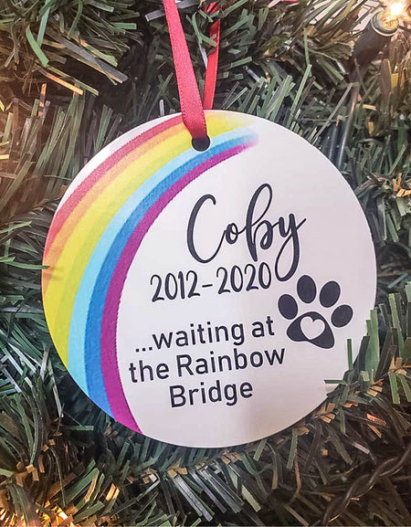 Personalized Rainbow Bridget Pet Memorial Ornament - Sunny Box