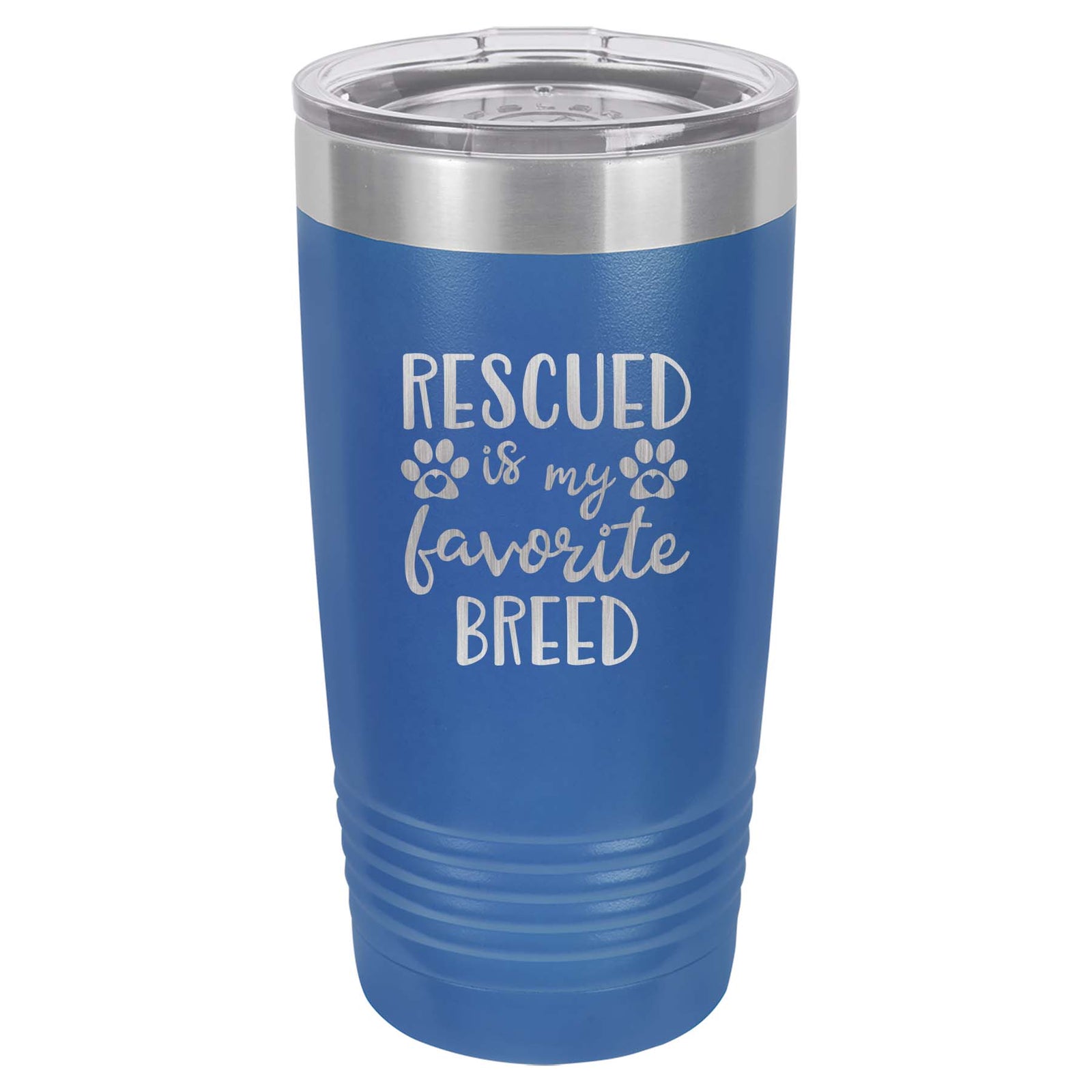 Rescued Is My Favorite Breed Engraved 20oz Blue Polar Camel tumbler by Sunny Box