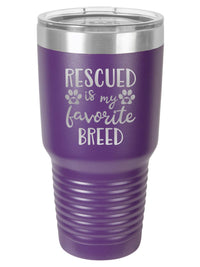 Rescued Is My Favorite Breed Engraved 30oz Purple Polar Camel tumbler by Sunny Box