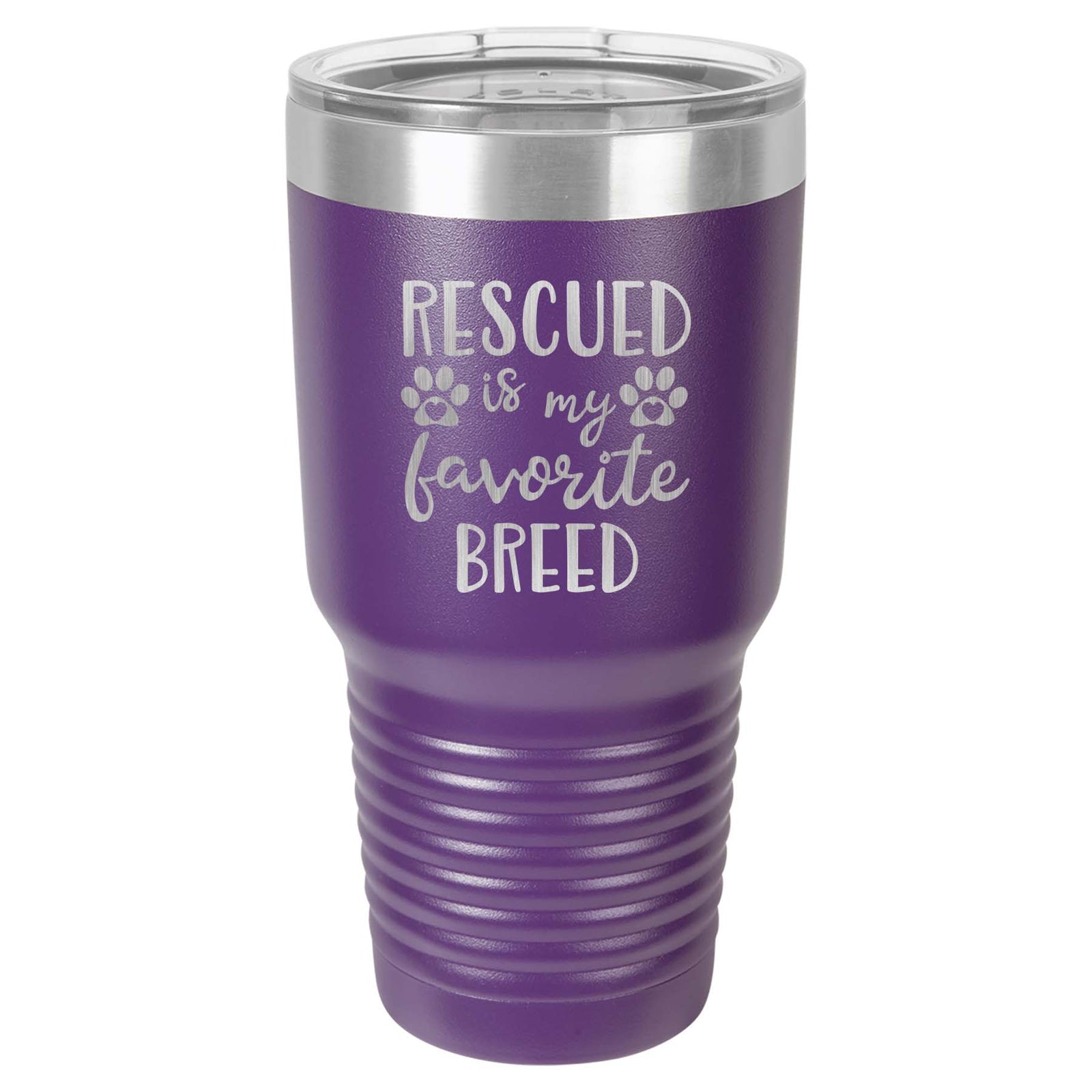 Rescued Is My Favorite Breed Engraved 30oz Purple Polar Camel tumbler by Sunny Box