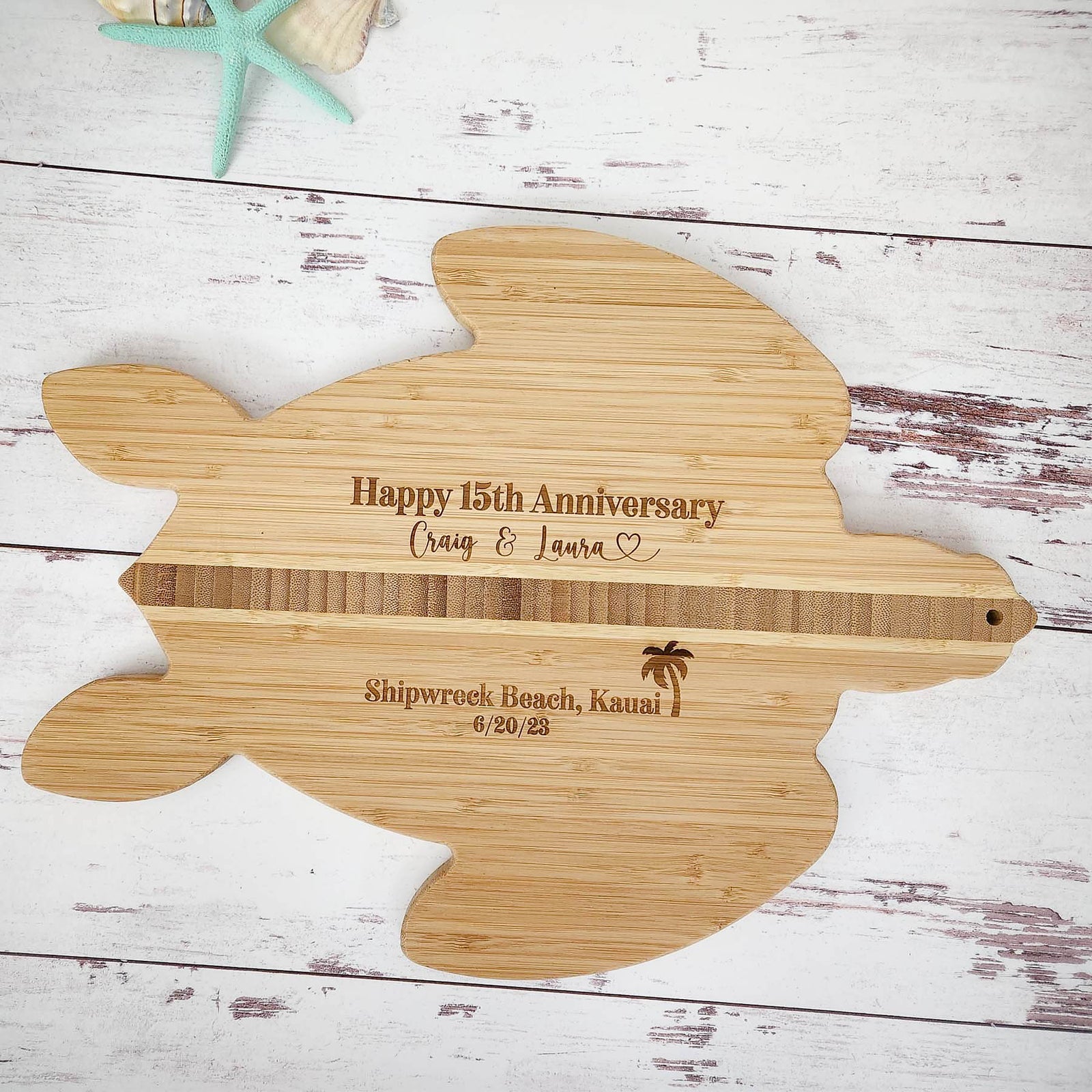 Personalized Engraved Sea Turtle Bamboo Cutting Board by Sunny Box