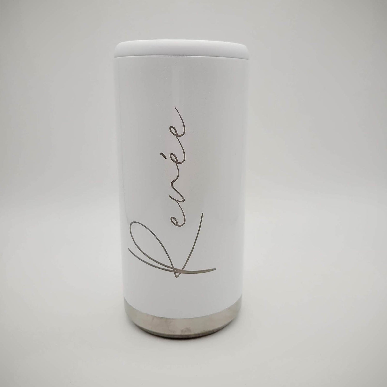 Personalized Engraved Maars Skinny Can Cooler Moonrock White Glitter - Sunny Box
