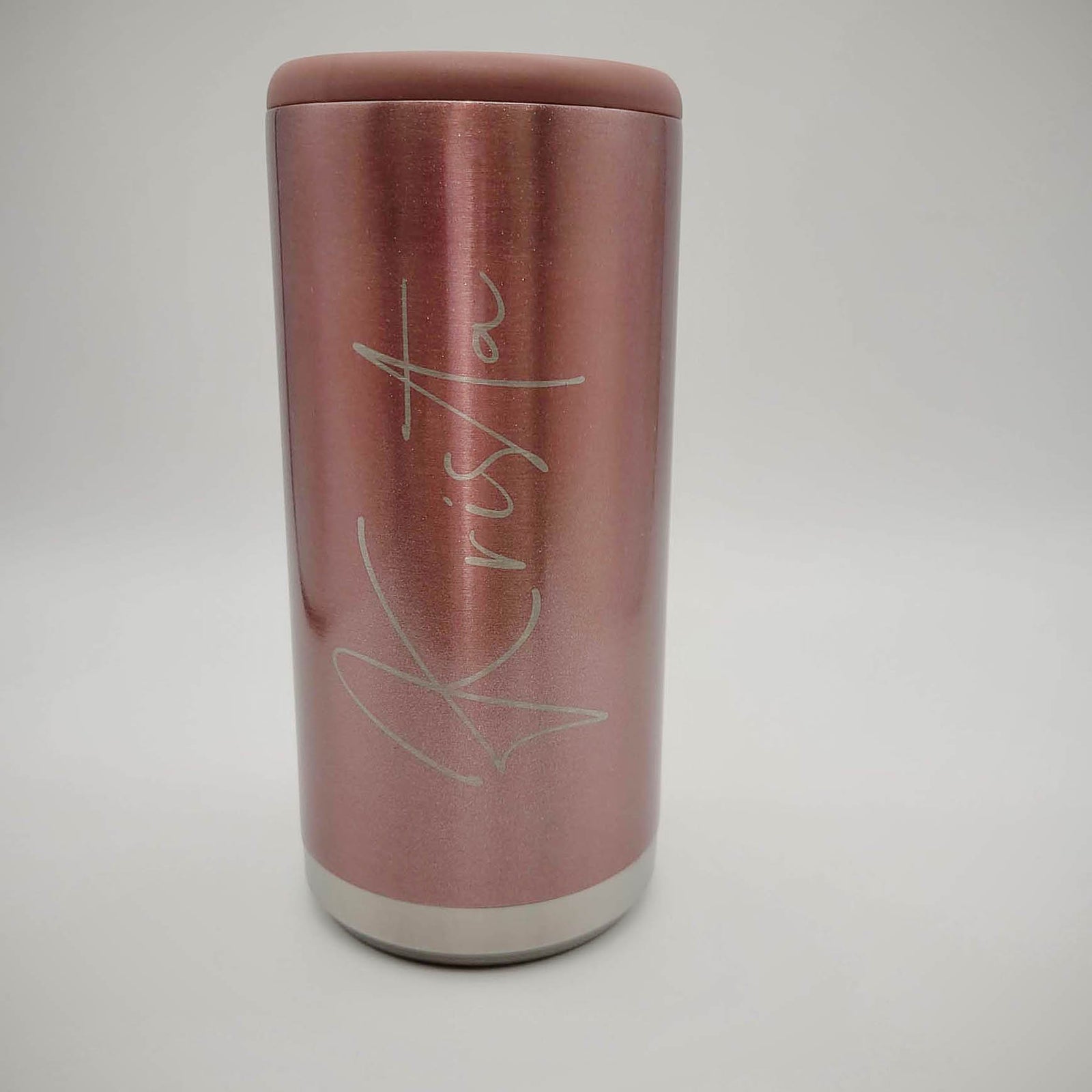 Personalized Engraved Maars Skinny Can Cooler Rose Gold Glitter - Sunny Box