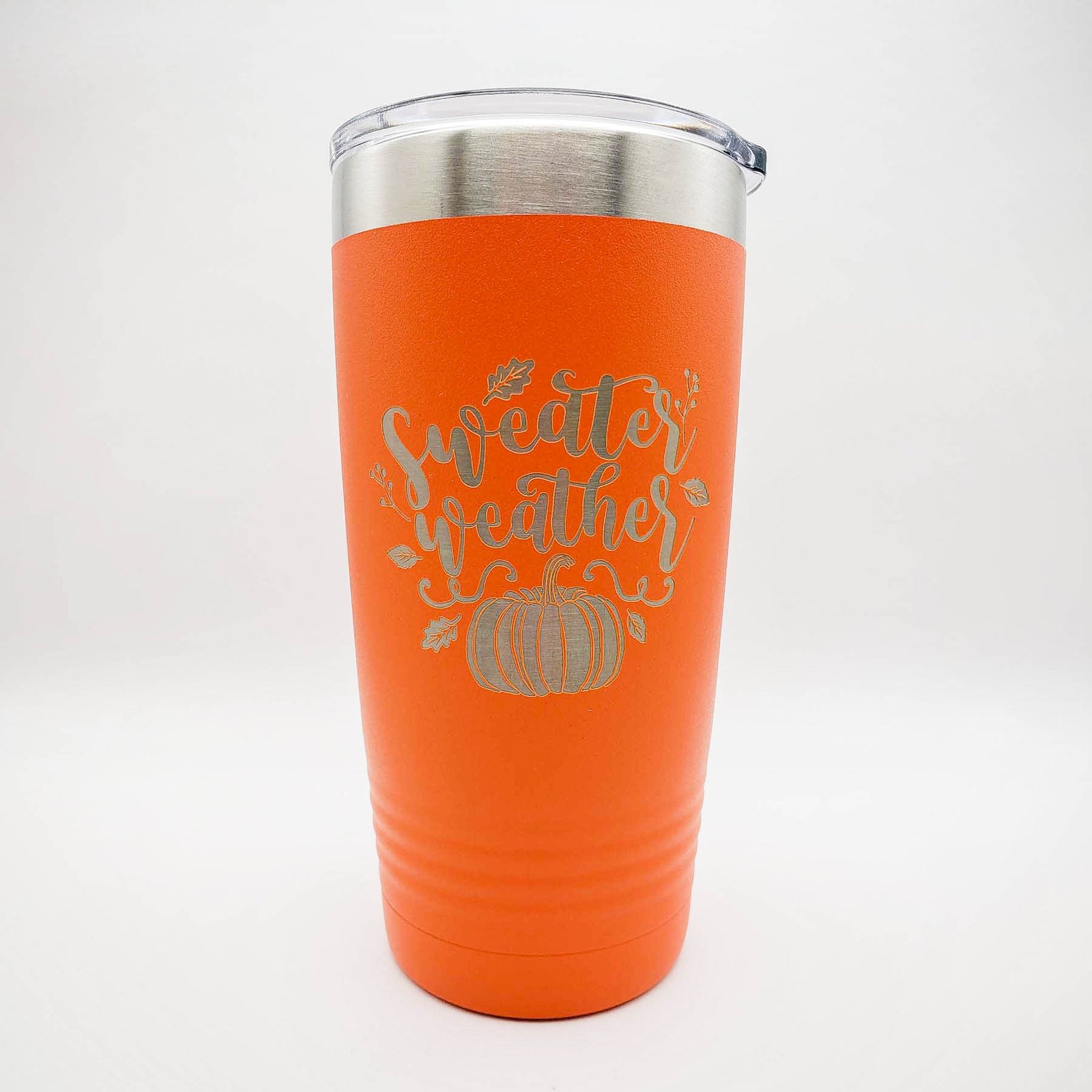 Sweater Weather - Engraved 20oz orange polar camel tumbler by sunny box