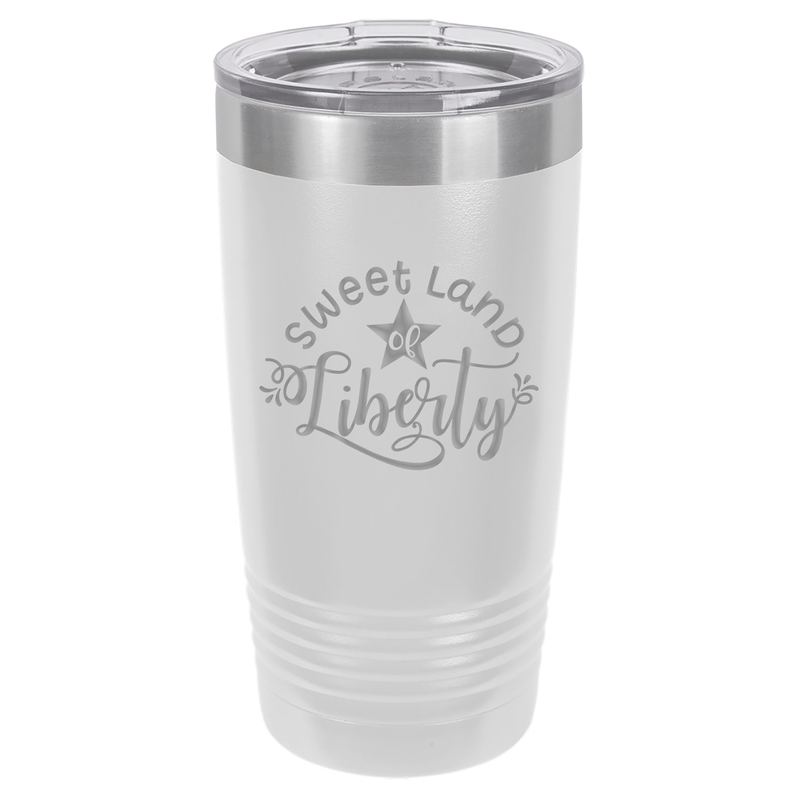 Sweet Land of Liberty Patriotic Engraved Polar Camel Tumbler - 20oz White - Sunny Box