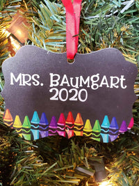 Personalized Teacher Chalkboard and Crayons Ornament - Sunny Box