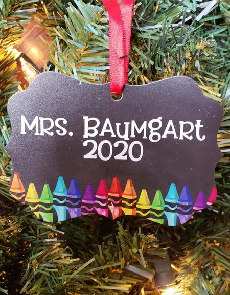 Personalized Teacher Chalkboard and Crayons Ornament - Sunny Box