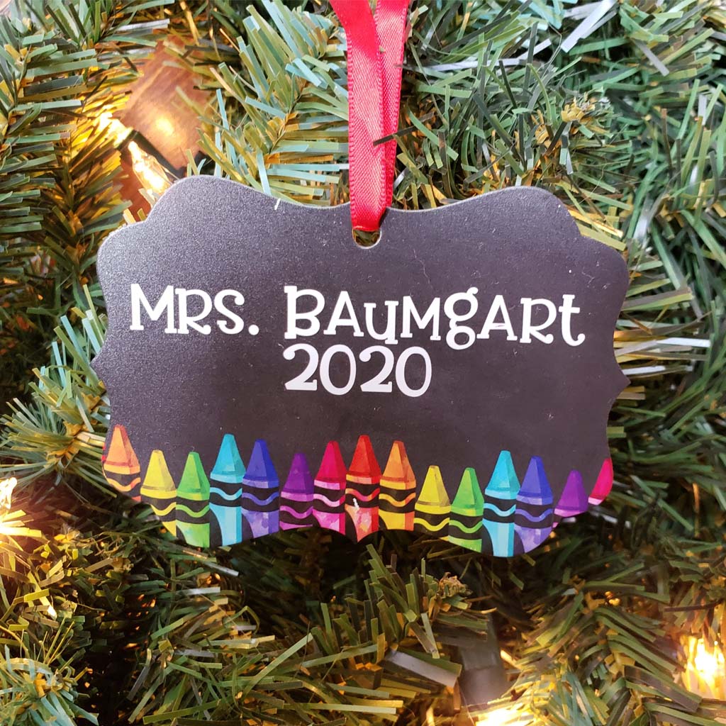 Personalized Teacher Chalkboard and Crayons Ornament - Sunny Box