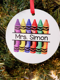 Personalized Teacher Crayon Ornament - Sunny Box