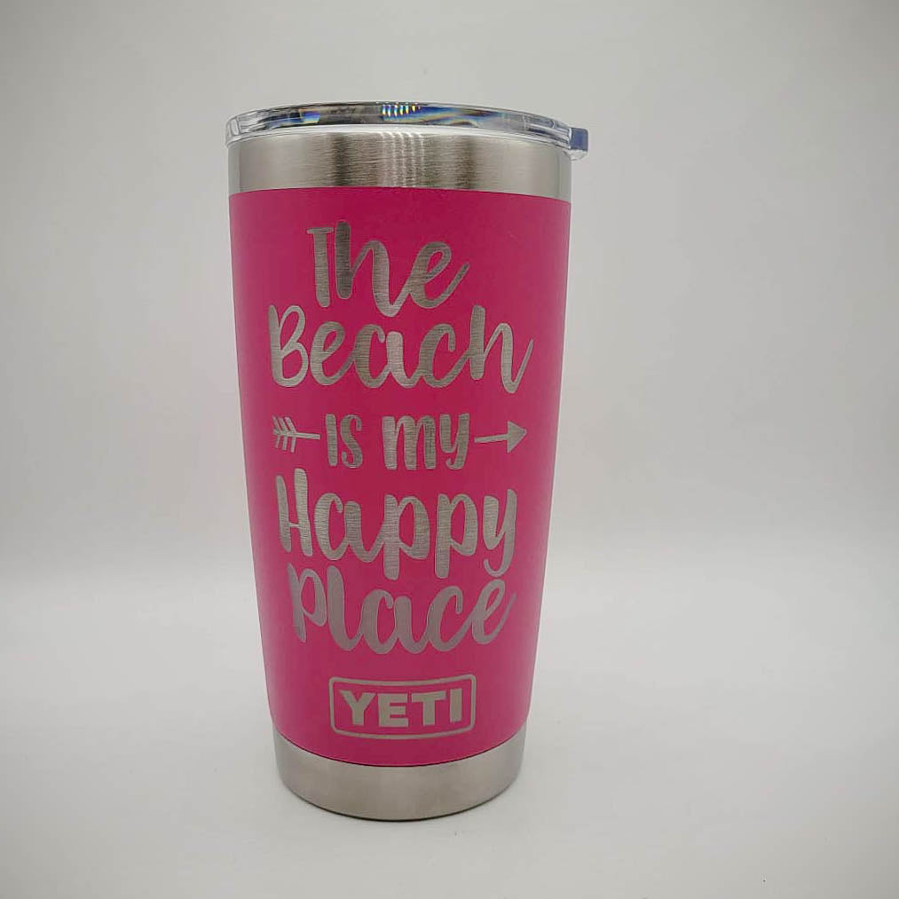 The Beach is My Happy Place - Engraved YETI Tumbler