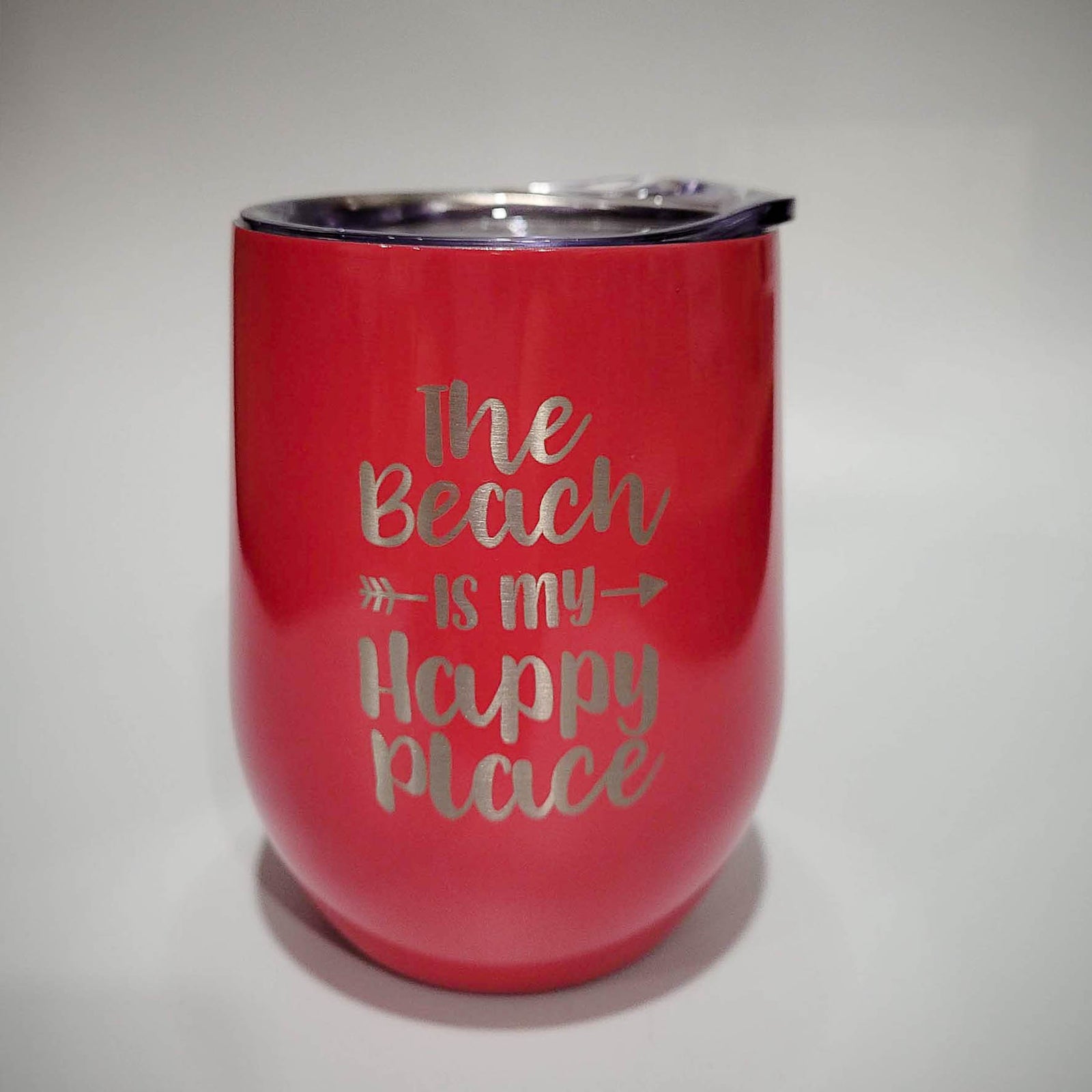 The Beach is My Happy Place Engraved 9oz Wine Tumbler