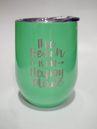The Beach is My Happy Place Engraved 9oz Wine Tumbler