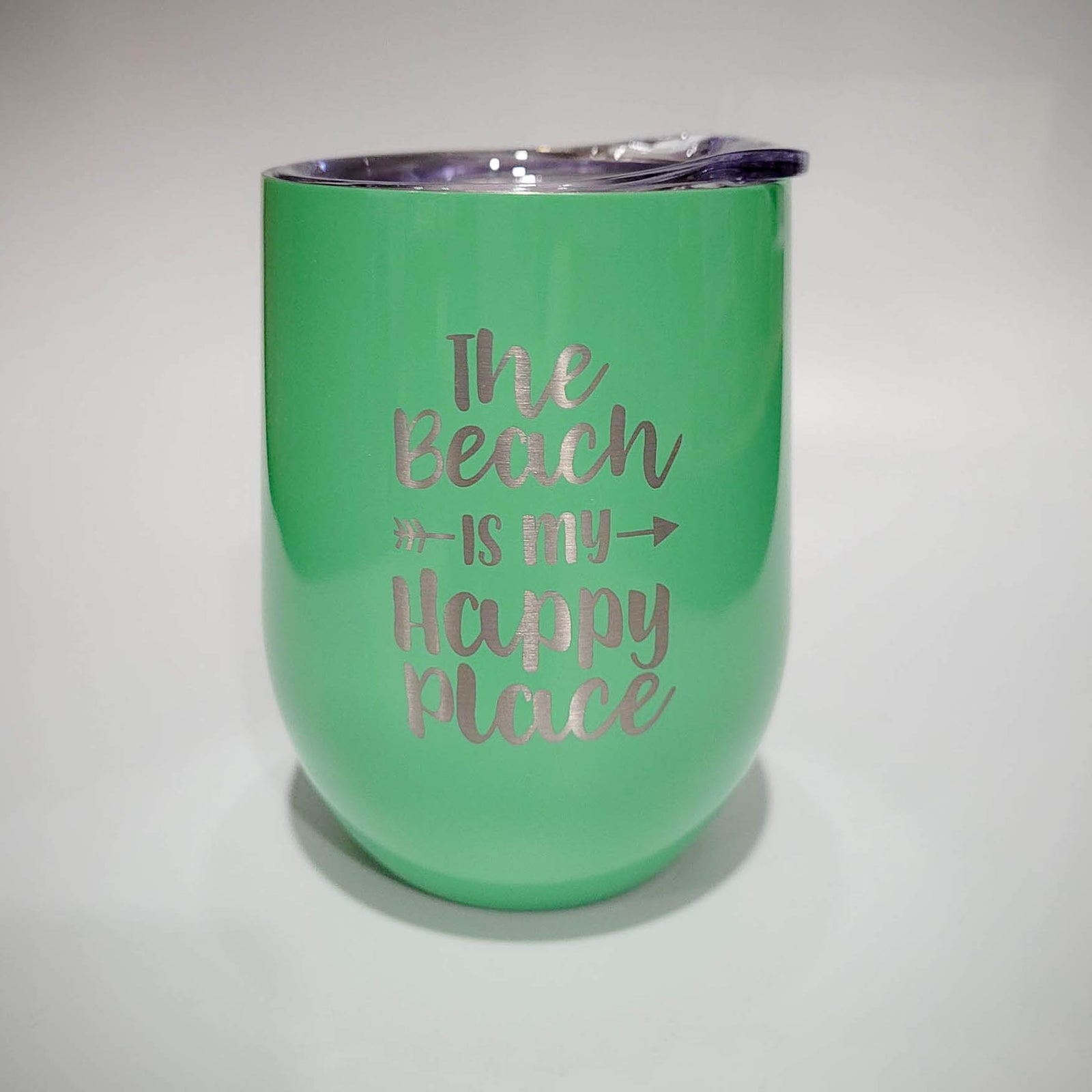 The Beach is My Happy Place Engraved 9oz Wine Tumbler