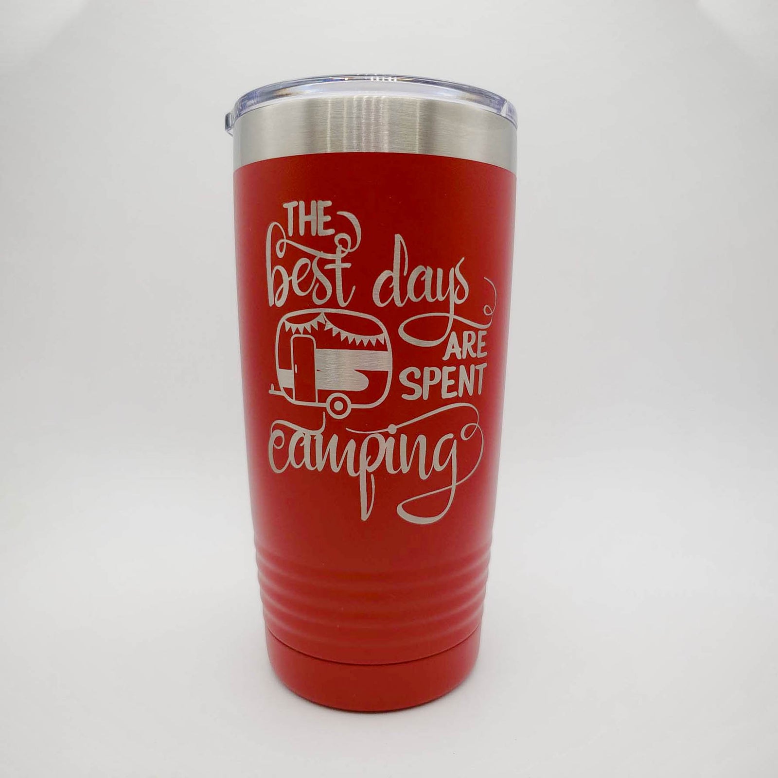 The Best Days Are Spent Camping - Engraved 20oz Red Tumbler by Sunny Box