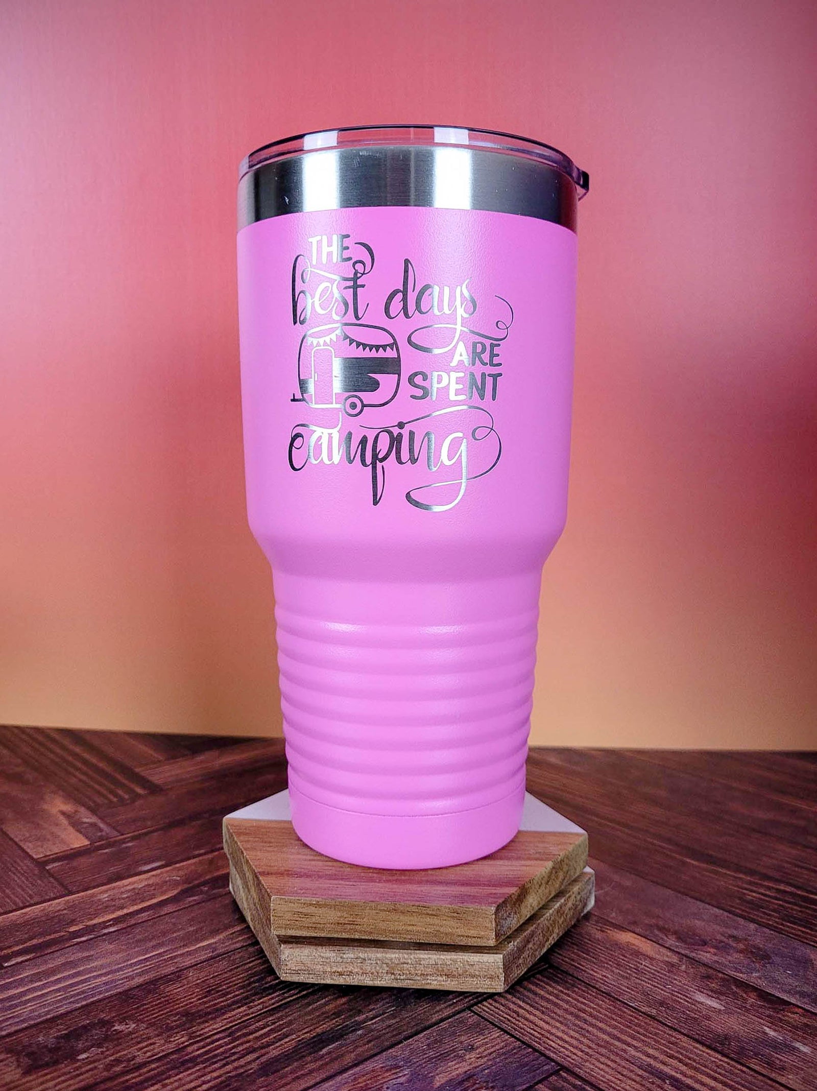 The Best Days Are Spent Camping - Engraved Polar Camel Tumbler - Pink 30oz - Sunny Box