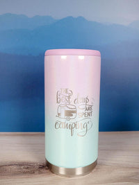 The Best Days Are Spent Camping Engraved Skinny Can Cooler Maars Seablush Ombre - Sunny Box