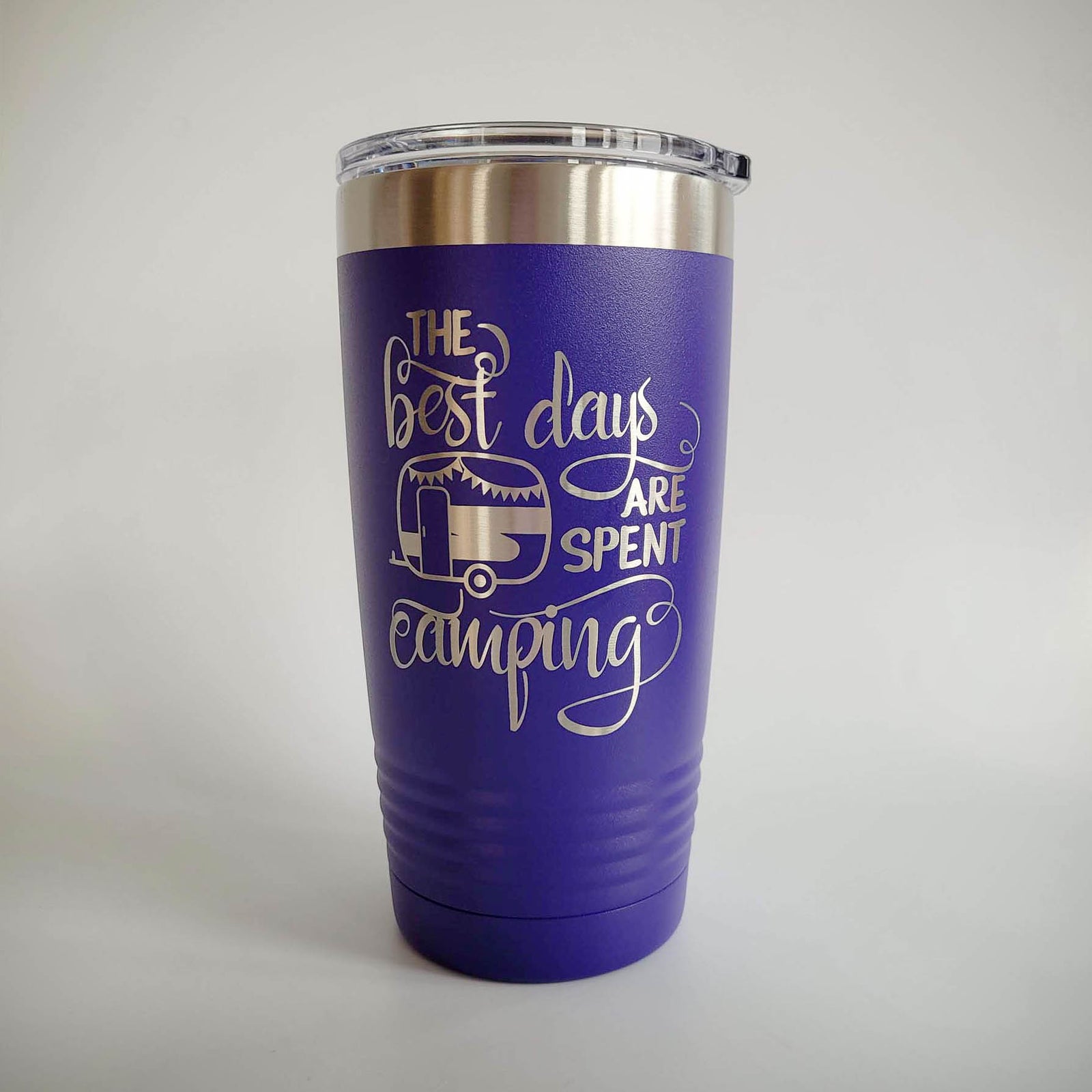 The Best Days Are Spent Camping - Engraved 20oz Purple Tumbler by Sunny Box
