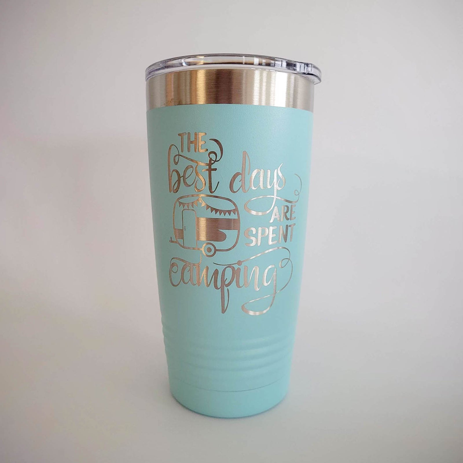 The Best Days Are Spent Camping - Engraved 20oz Teal Tumbler by Sunny Box