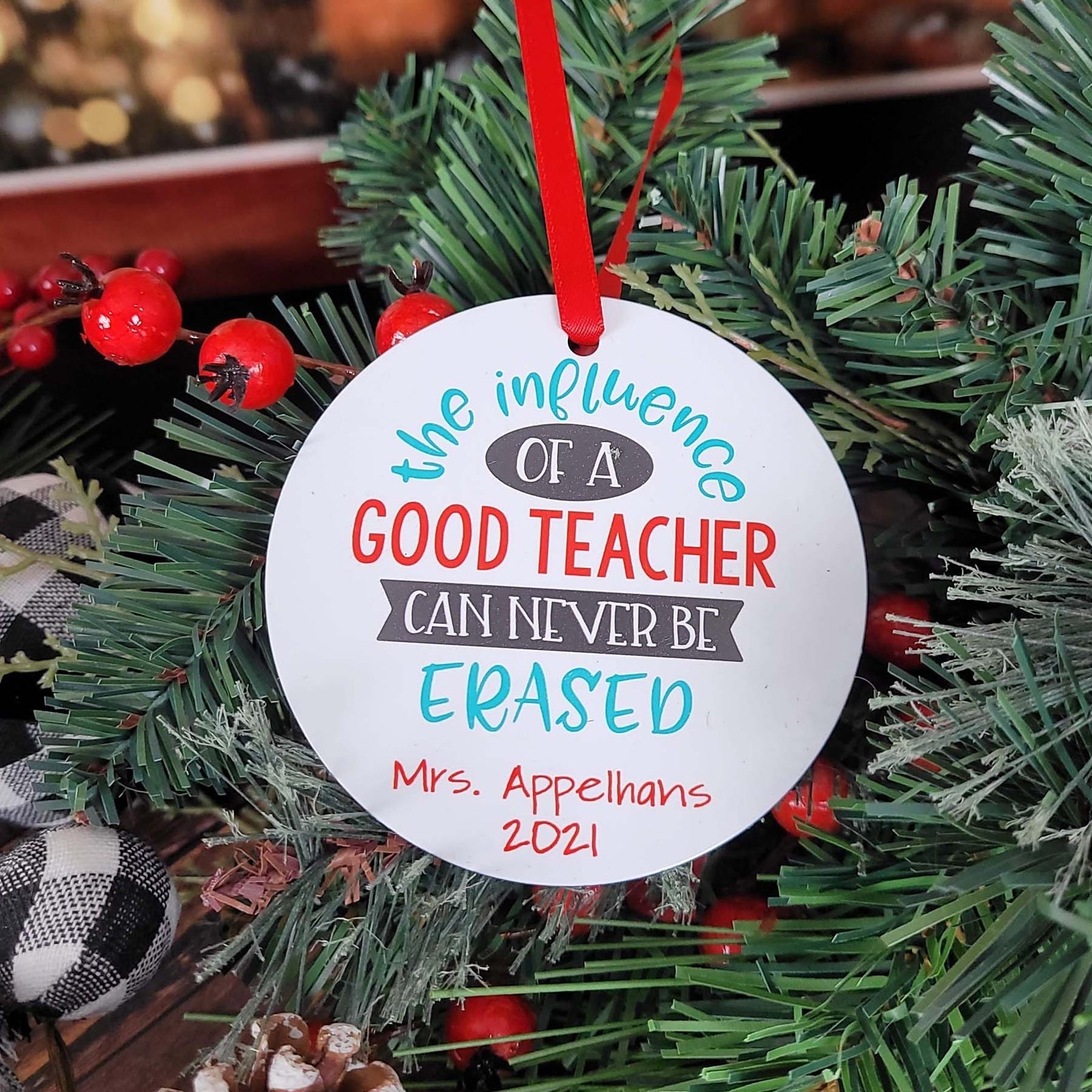 The Influence of a Good Teacher - Personalized Teacher Ornament - Sunny Box