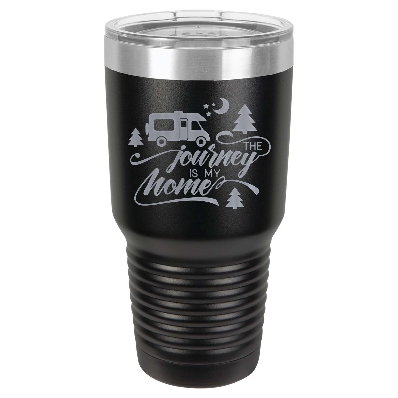 The Journey Is My Home - RV Camping - Engraved Polar Camel Tumbler 30oz Black