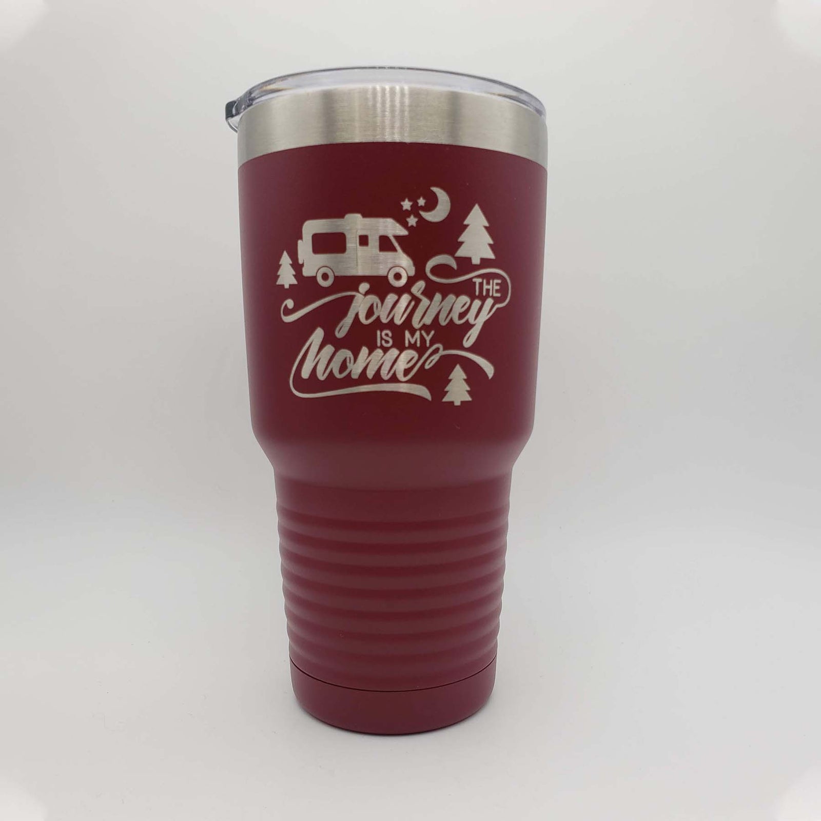 The Journey Is My Home - RV Camping - Engraved Polar Camel Tumbler 30oz Maroon