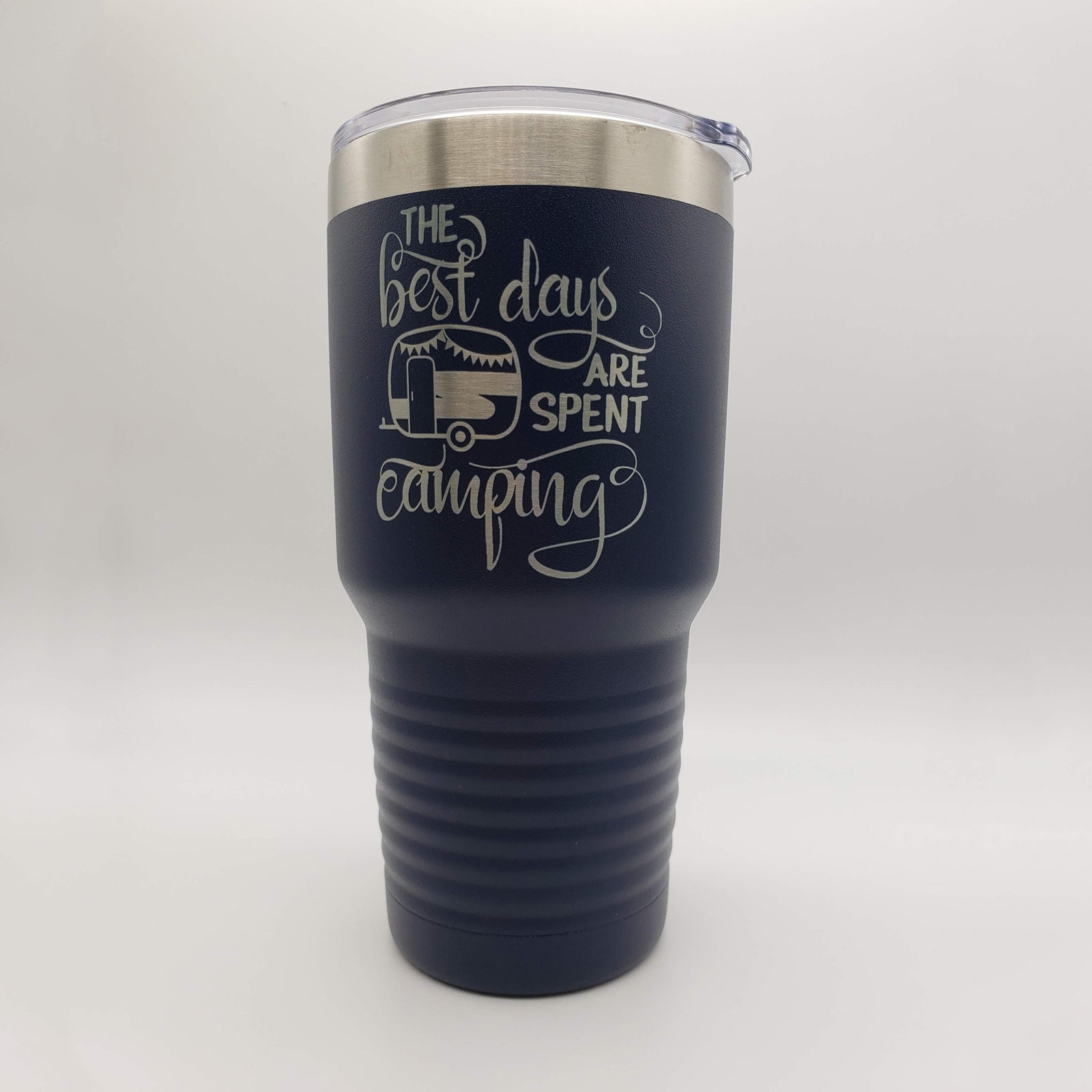 The Best Days Are Spent Camping - Engraved Polar Camel Tumbler - Navy 30oz - Sunny Box