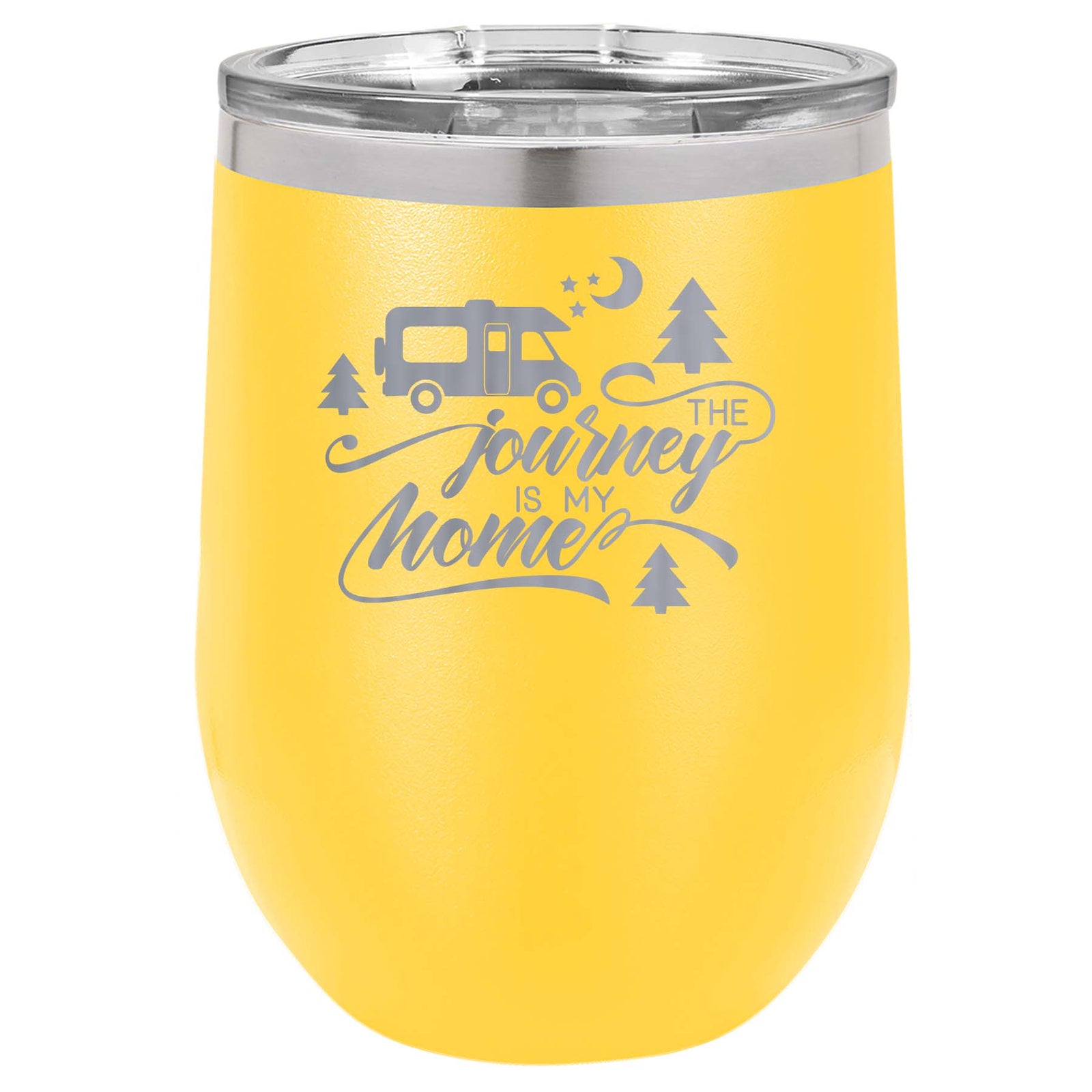 The Journey Is My Home - RV Camping - Engraved Polar Camel Tumbler 12oz Wine Yellow - Creatively Crowned Engraving