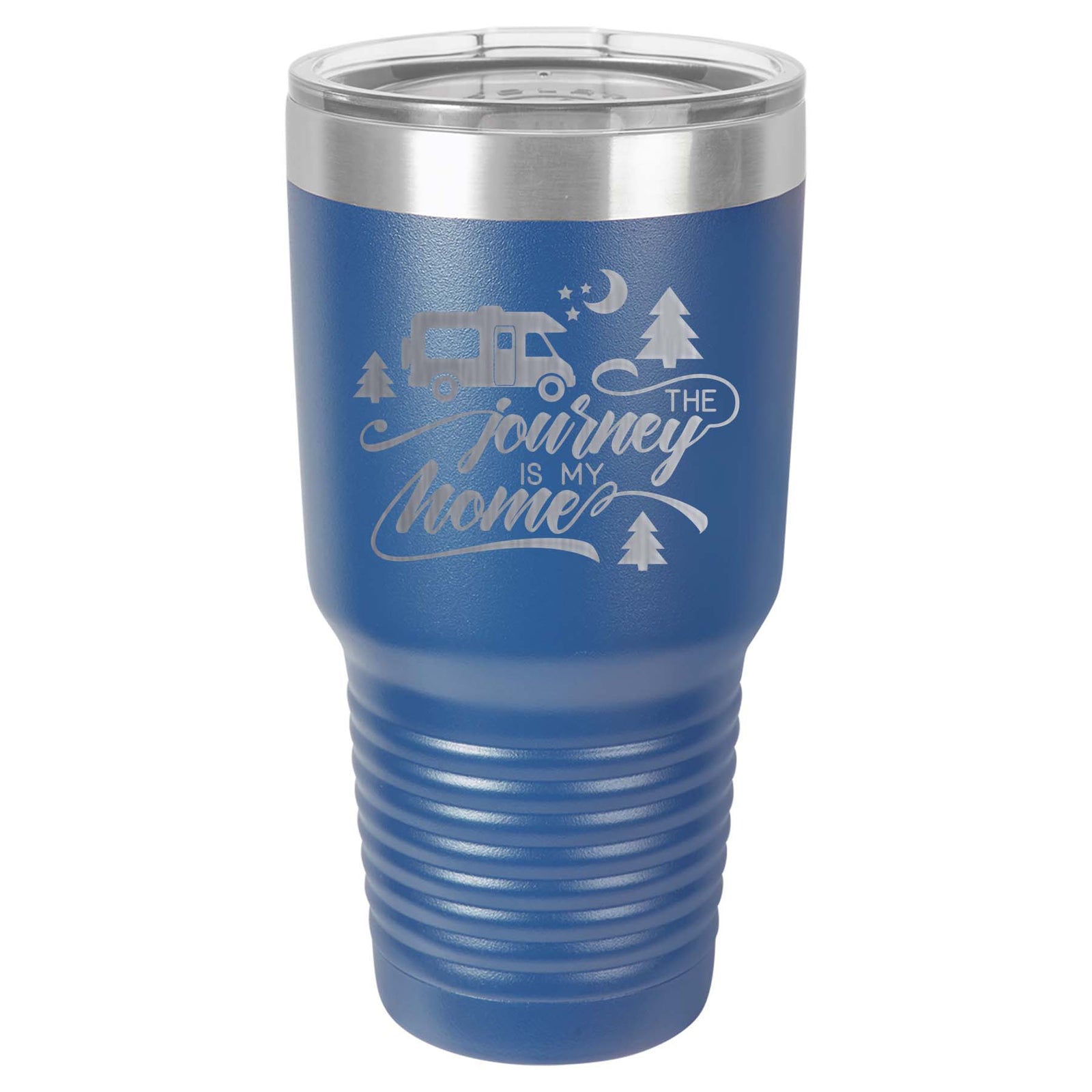 The Journey is My Home Camping Engraved 30oz blue Polar Camel Tumbler - Sunny Box