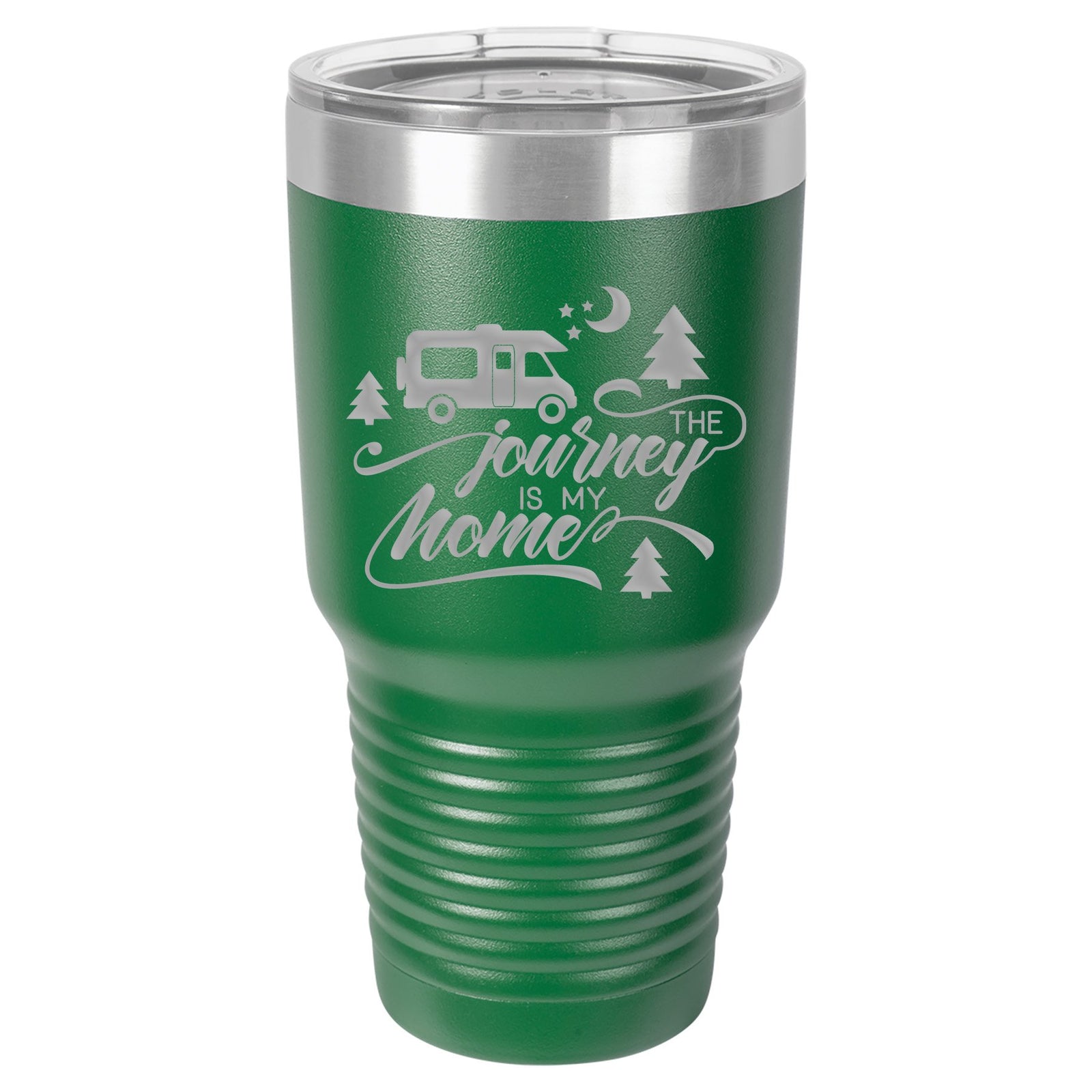 The Journey Is My Home - RV Camping - Engraved Polar Camel Tumbler 30oz Green