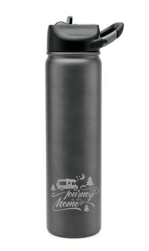 The Journey Is My Home - RV Camping - Engraved SIC Water Bottle 27oz Black - Creatively Crowned Engraving
