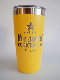 Toes in the Sand Engraved 20oz Yellow Tumbler by Sunny Box