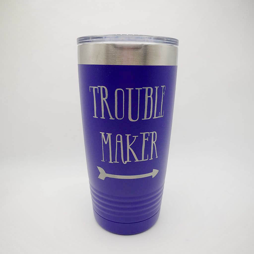 Trouble Maker Engraved Polar Camel 20oz Purple Tumbler by Sunny Box