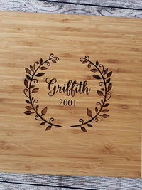 Personalized Engraved Two Tone Bamboo Cutting Board by Sunny Box