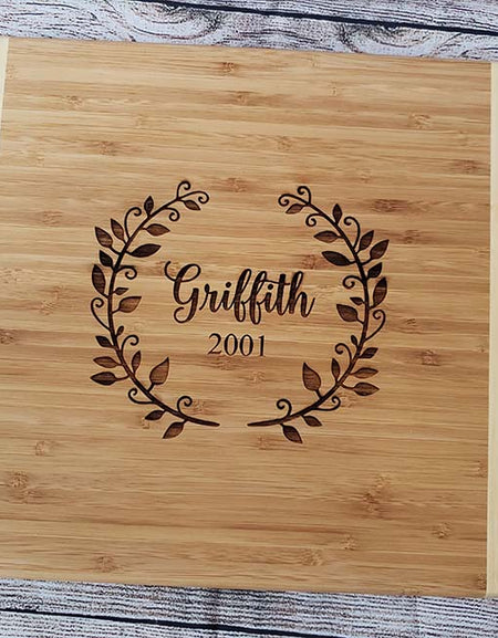 Personalized Engraved Two Tone Bamboo Cutting Board by Sunny Box