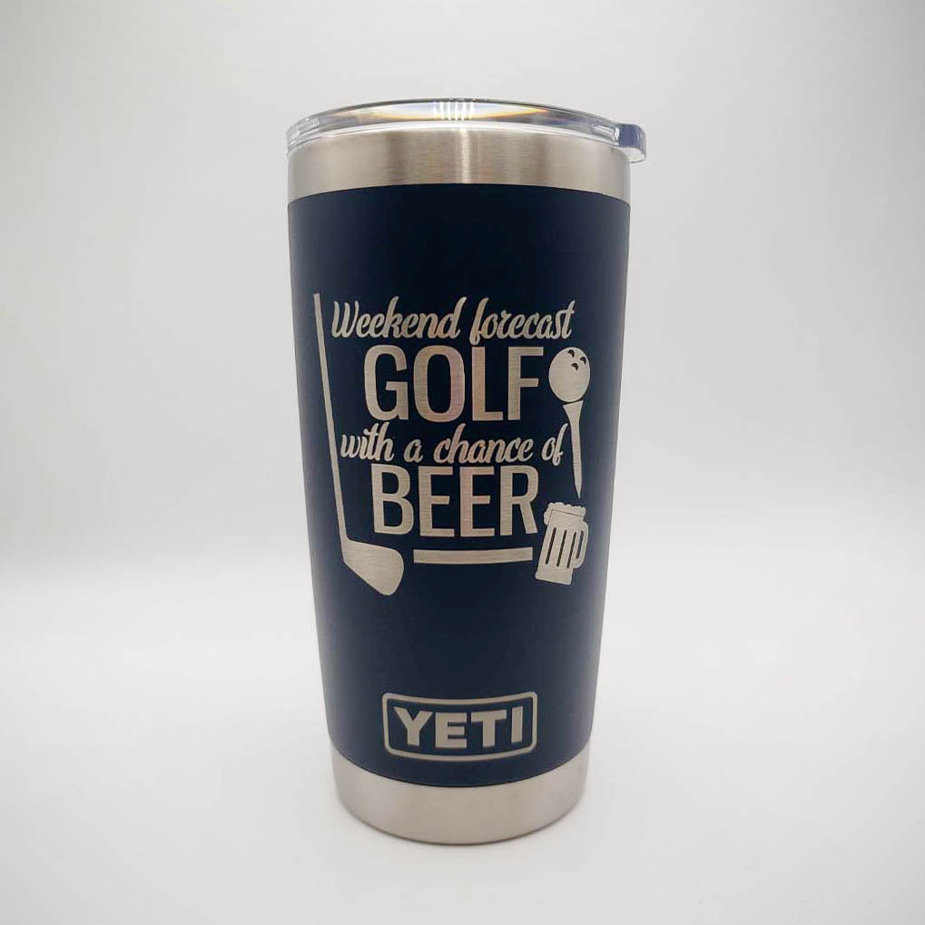 Weekend Forecast Golf with a Chance of Beer - Engraved YETI Tumbler