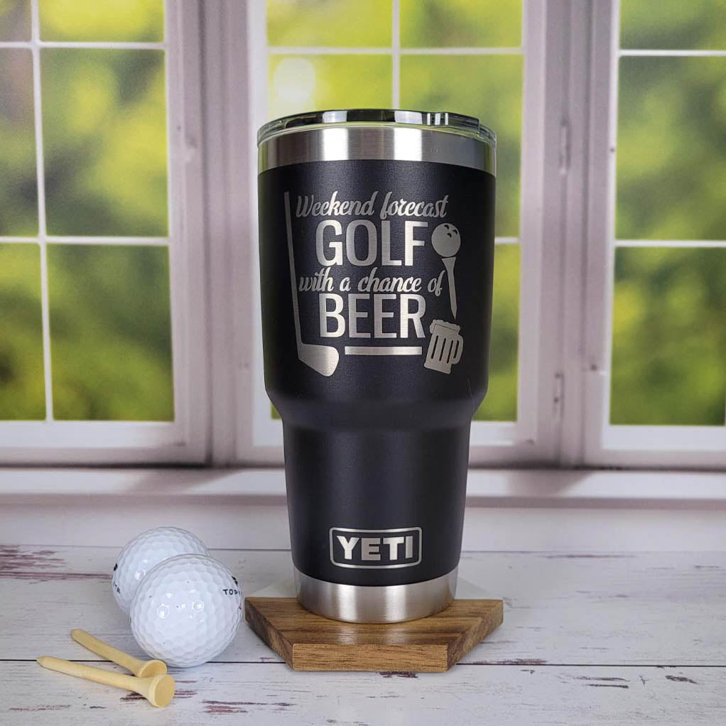 Weekend Forecast Golf with a Chance of Beer - Engraved YETI Tumbler