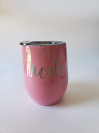 Personalized Engraved Pink 9oz Wine Tumbler by Sunny Box