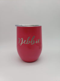 Personalized Engraved Coral 9oz Wine Tumbler by Sunny Box