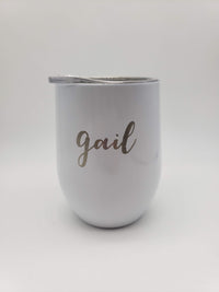 Personalized Engraved White 9oz Wine Tumbler by Sunny Box