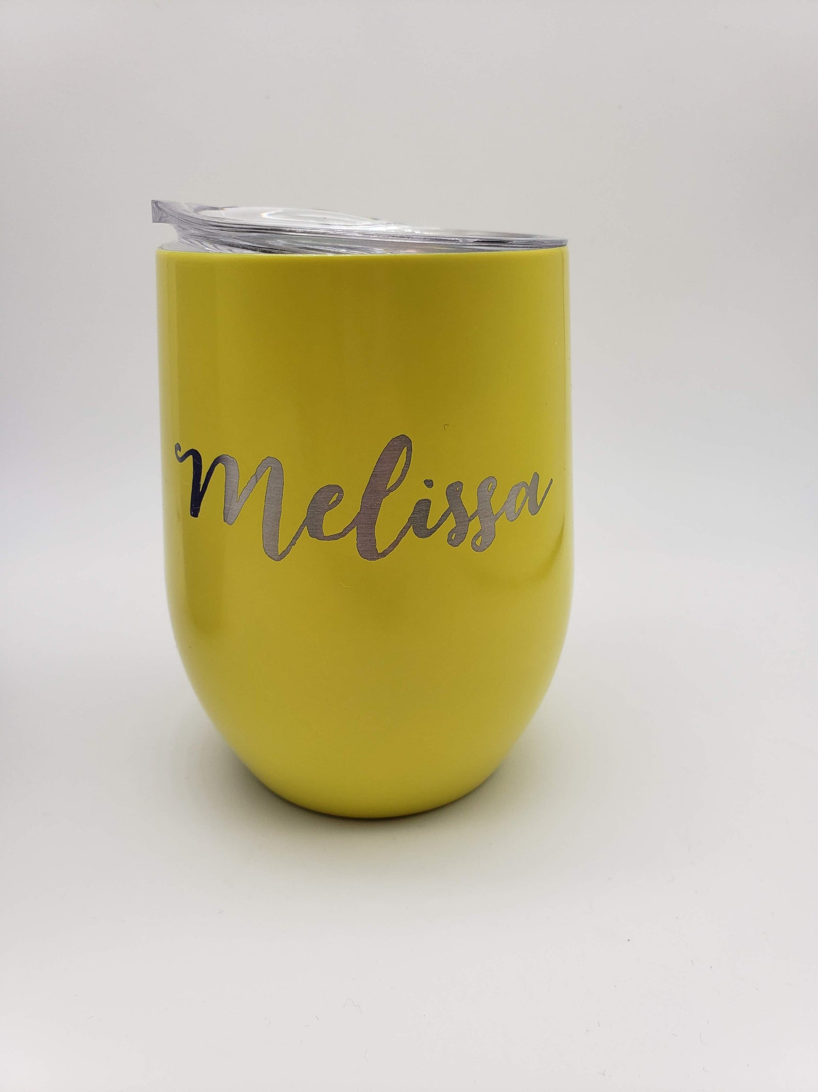 Personalized Engraved Yellow 9oz Wine Tumbler by Sunny Box