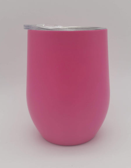 Engraved 9oz Stainless Steel Wine Tumbler Berry Pink Sunny Box