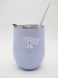 Wine and Shine Engraved 12oz Wine Tumbler Lilac Glitter by Sunny Box