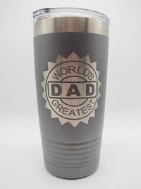 World's Greatest Dad Engraved Gray Tumbler 20oz - Sunny Box
