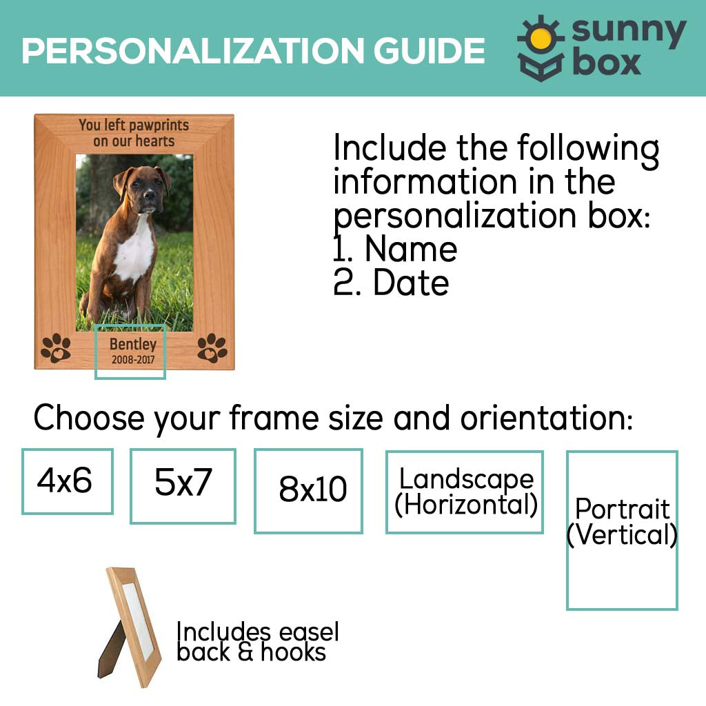 You Left Paw Prints On Our Hearts - Pet Memorial Wood Picture Frame