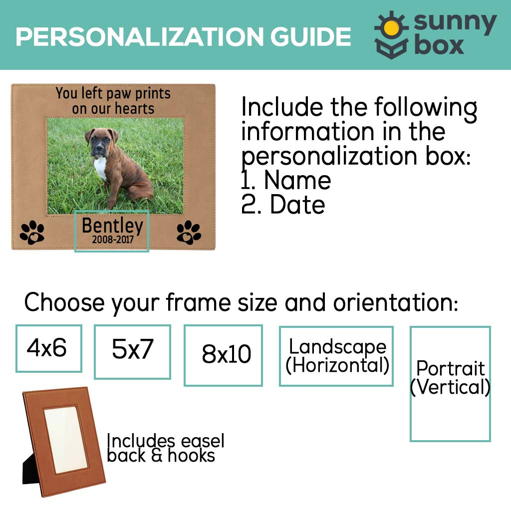 You Left Paw Prints On Our Hearts - Pet Memorial Leatherette Picture Frame