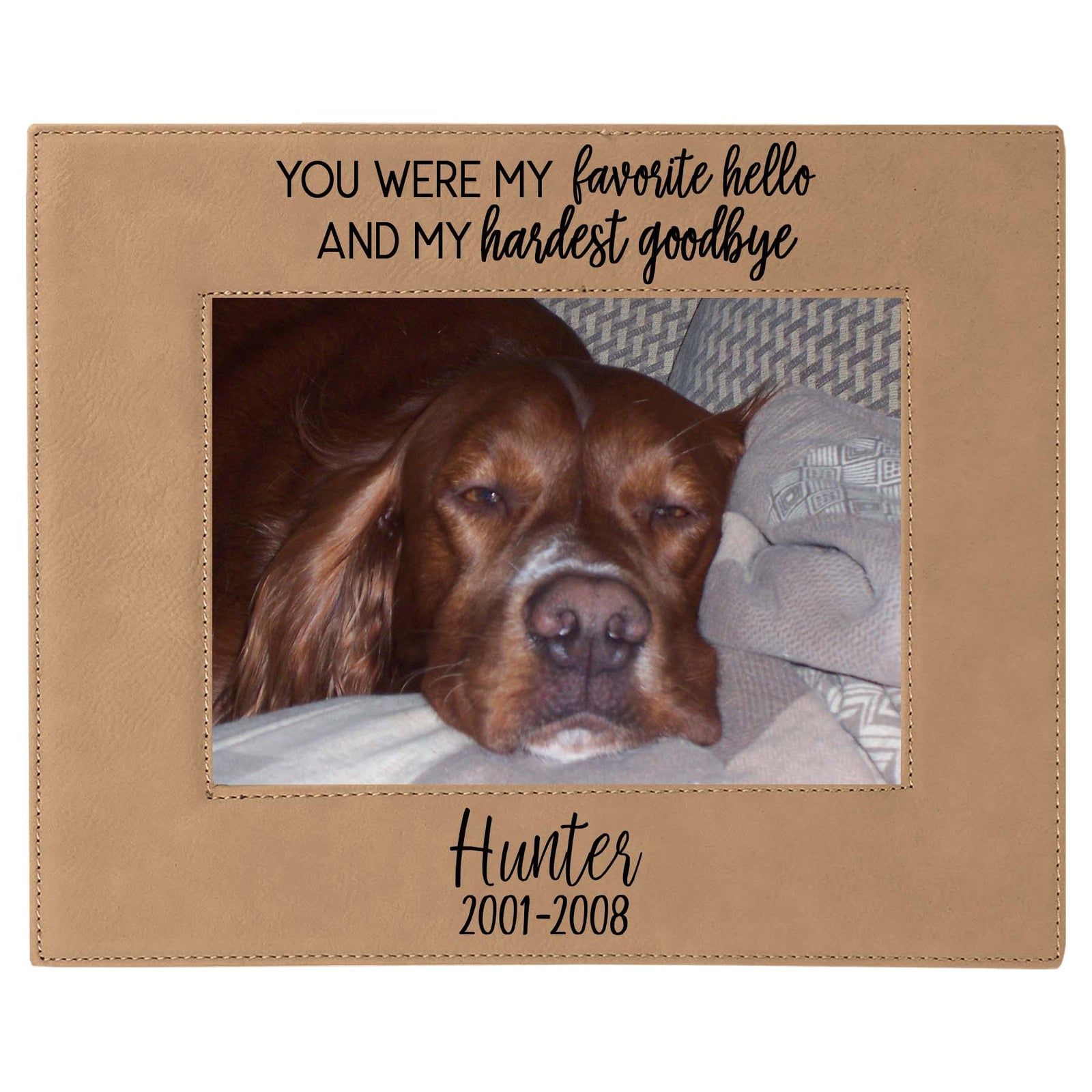 You Were My Favorite Hello and My Hardest Goodbye - Pet Memorial Leatherette Picture Frame