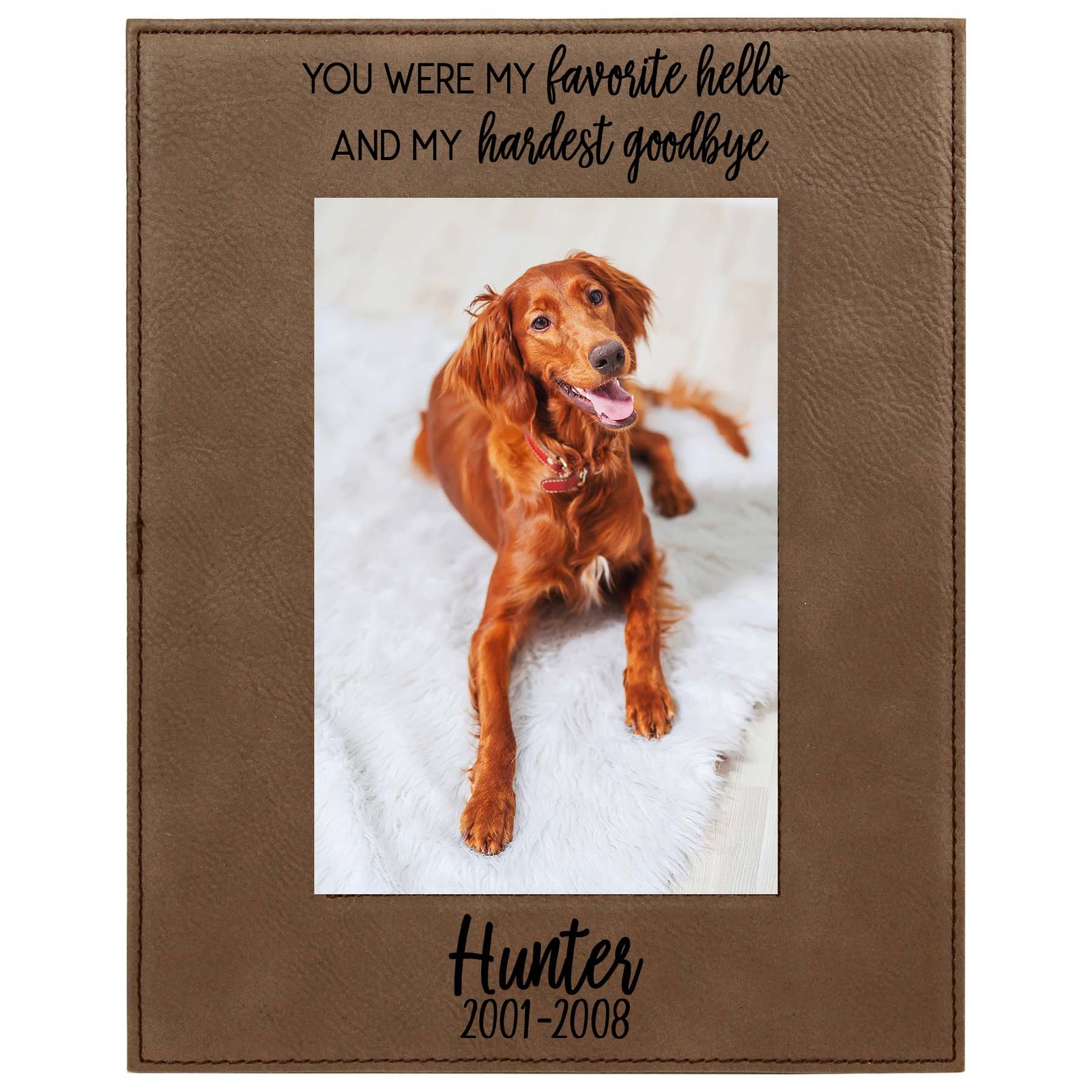 You Were My Favorite Hello and My Hardest Goodbye - Pet Memorial Leatherette Picture Frame