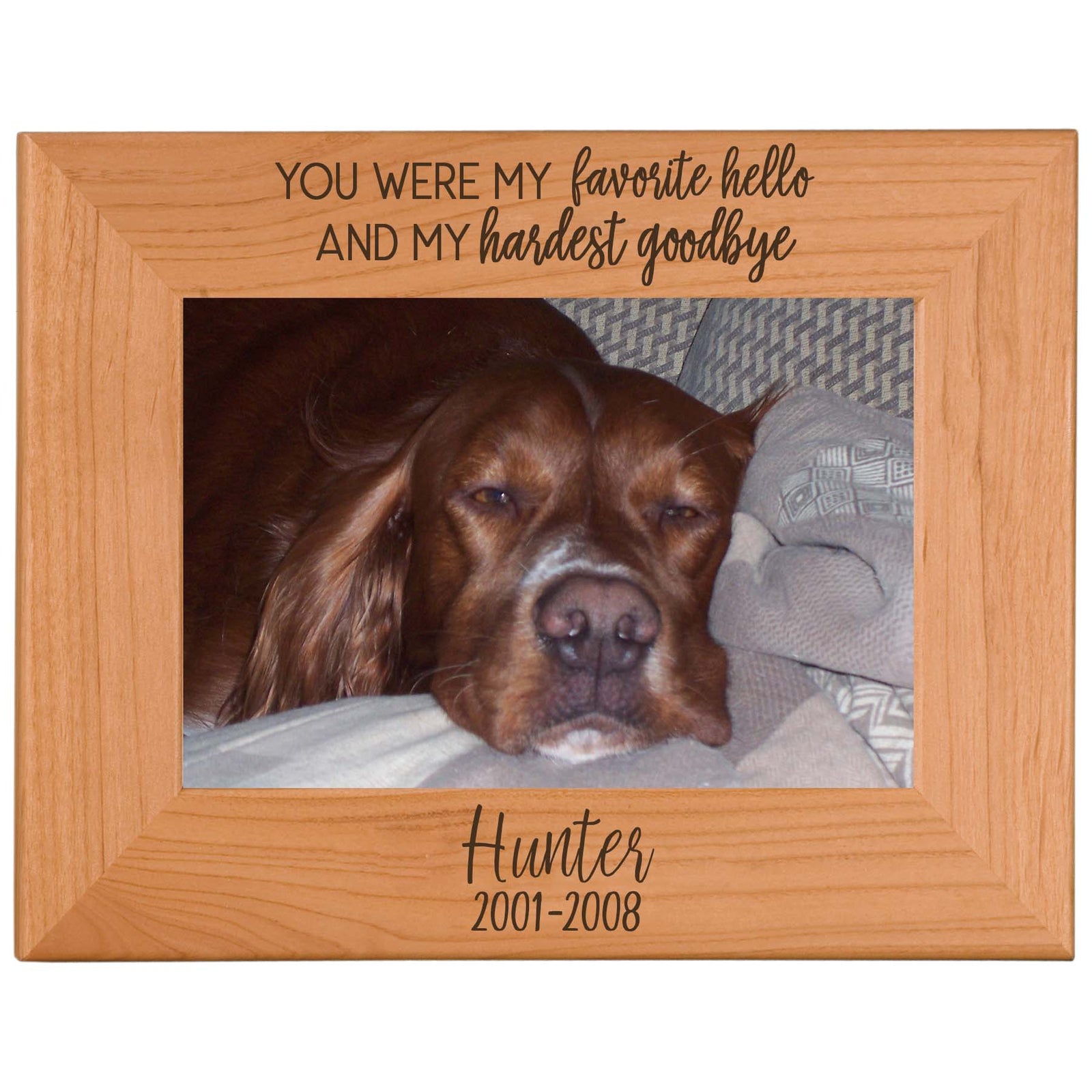 You Were My Favorite Hello and My Hardest Goodbye - Engraved Pet Memorial Wood Picture Frame - Sunny Box